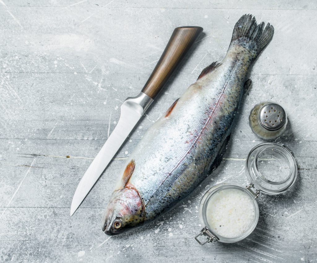 couteau à filet et saumon